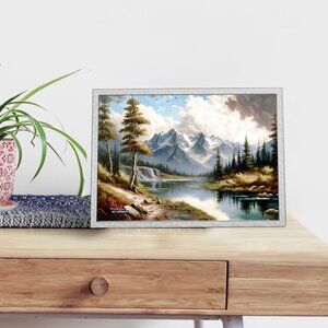 Majestic Spring Snowy Landscape Oil Painting Art Print‎
